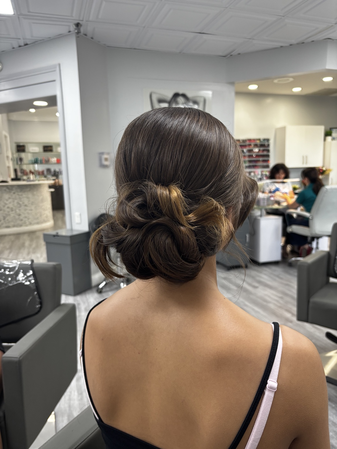 Low bun hairstyle